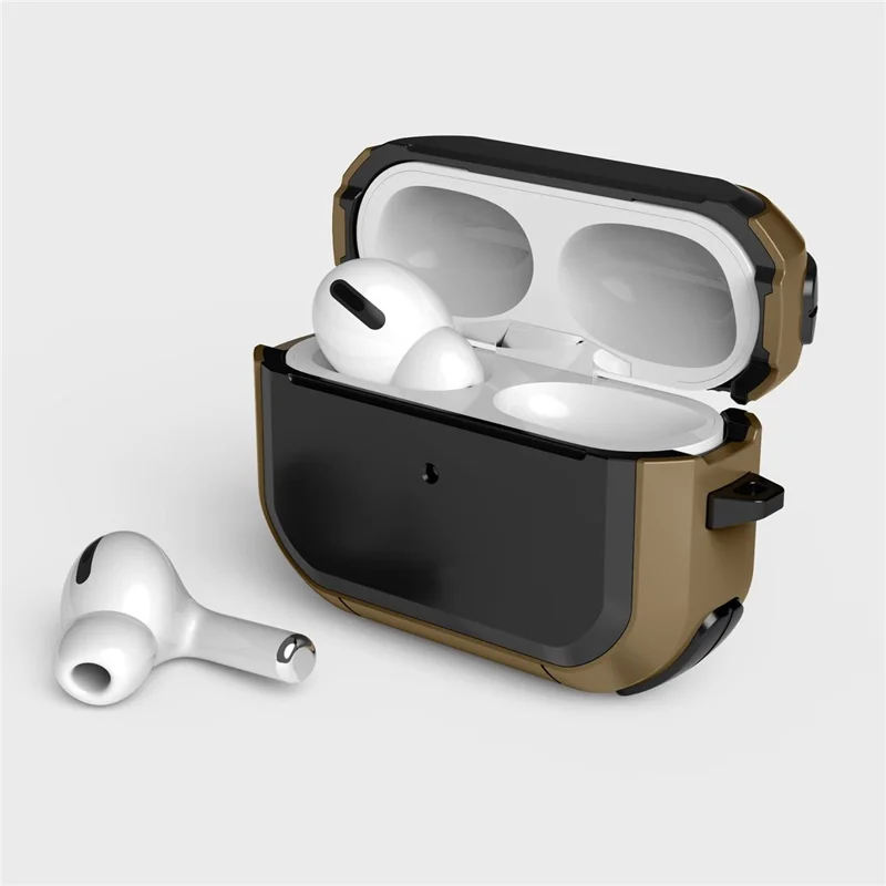 For AirPods Pro (Gen 2) (USB-C) / Pro 2 Bluetooth-compatible Earphone Protective Case TPU+PC Anti-drop Cover with Ring Buckle - Black