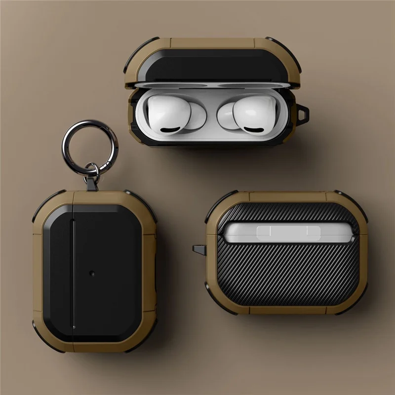 For AirPods Pro (Gen 2) (USB-C) / Pro 2 Bluetooth-compatible Earphone Protective Case TPU+PC Anti-drop Cover with Ring Buckle - Black