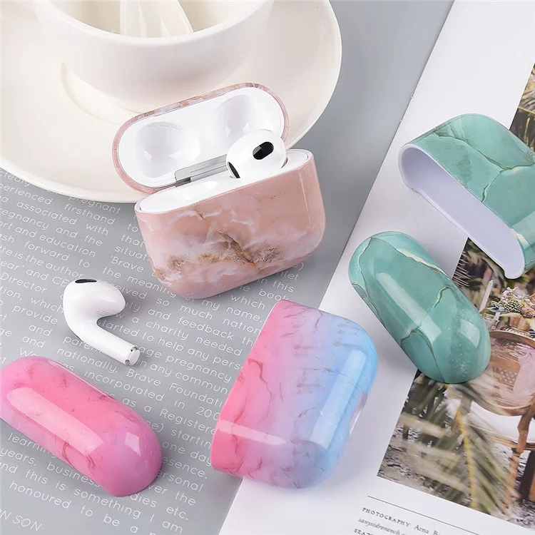 Per Apple AirPods Pro (Gen 2) (USB-C) / Pro 2 Anti-drop Hard PC Earbud Case Marble Pattern Bluetooth Earphone Protective Cover - S04