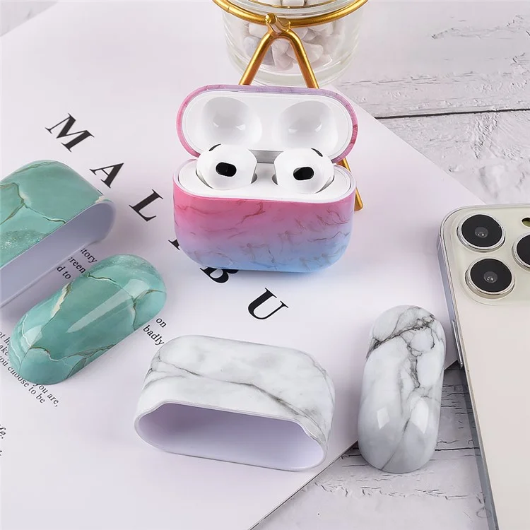 Per Apple AirPods Pro (Gen 2) (USB-C) / Pro 2 Anti-drop Hard PC Earbud Case Marble Pattern Bluetooth Earphone Protective Cover - S04