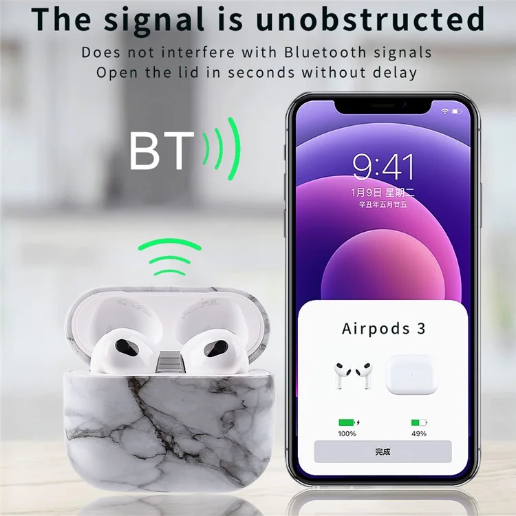 Per Apple AirPods Pro (Gen 2) (USB-C) / Pro 2 Anti-drop Hard PC Earbud Case Marble Pattern Bluetooth Earphone Protective Cover - S04