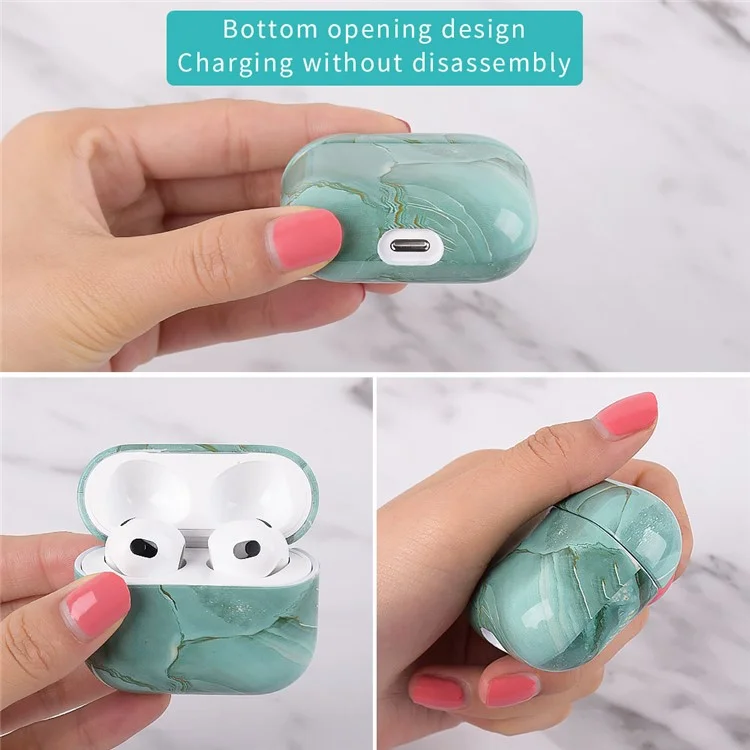 Per Apple AirPods Pro (Gen 2) (USB-C) / Pro 2 Anti-drop Hard PC Earbud Case Marble Pattern Bluetooth Earphone Protective Cover - S04