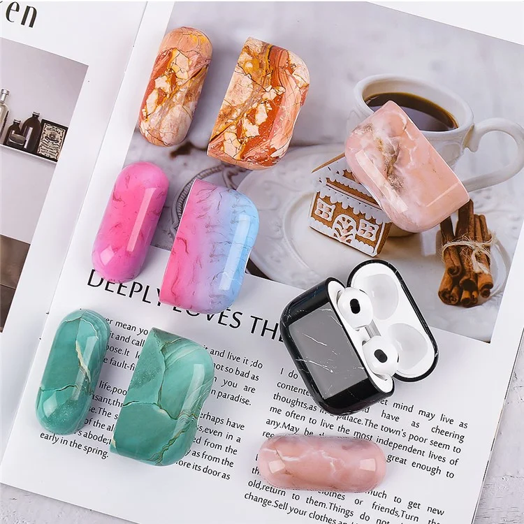 Per Apple AirPods Pro (Gen 2) (USB-C) / Pro 2 Anti-drop Hard PC Earbud Case Marble Pattern Bluetooth Earphone Protective Cover - S04