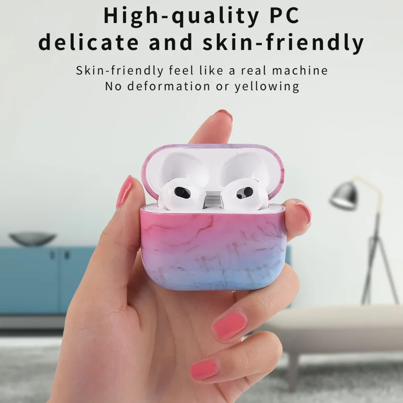 For Apple AirPods Pro (Gen 2) (USB-C) / Pro 2 Anti-drop Hard PC Earbud Case Marble Pattern Bluetooth-compatible Earphone Protective Cover - S01