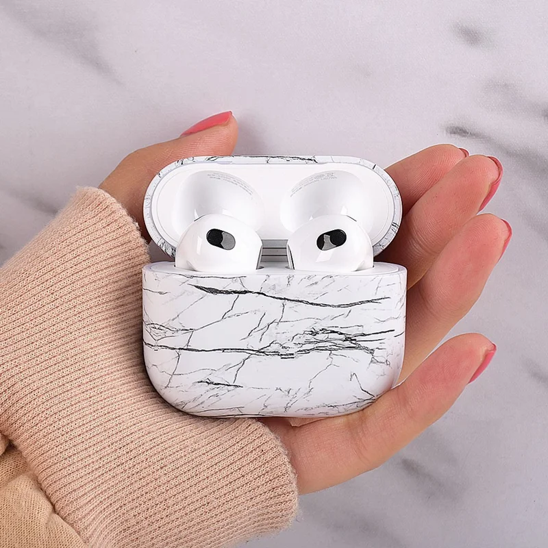 For Apple AirPods Pro (Gen 2) (USB-C) / Pro 2 Anti-drop Hard PC Earbud Case Marble Pattern Bluetooth-compatible Earphone Protective Cover - S01