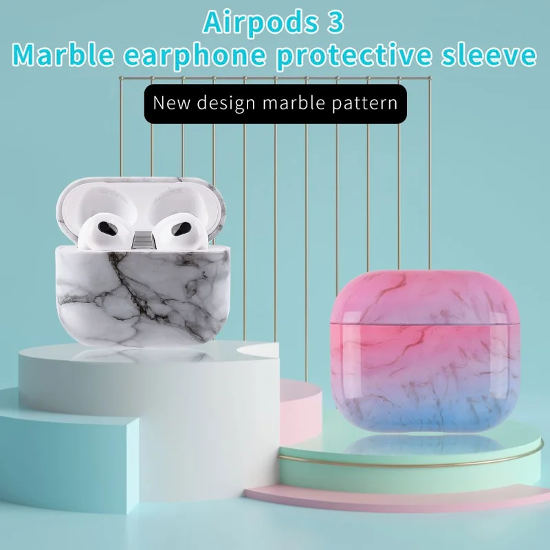 For Apple AirPods Pro (Gen 2) (USB-C) / Pro 2 Anti-drop Hard PC Earbud Case Marble Pattern Bluetooth-compatible Earphone Protective Cover - S03
