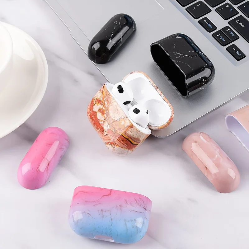 For Apple AirPods Pro (Gen 2) (USB-C) / Pro 2 Anti-drop Hard PC Earbud Case Marble Pattern Bluetooth-compatible Earphone Protective Cover - S03