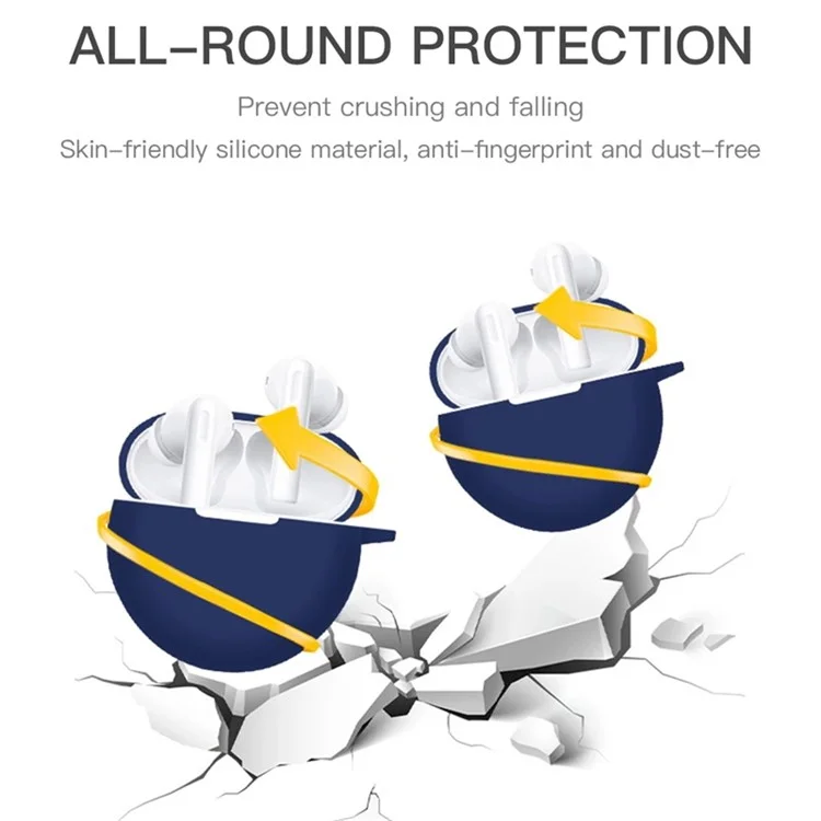 For Oppo Enco Air2i TWS Earphone Anti-dust Anti-drop Silicone Protective Cover with Anti-lost Buckle - White