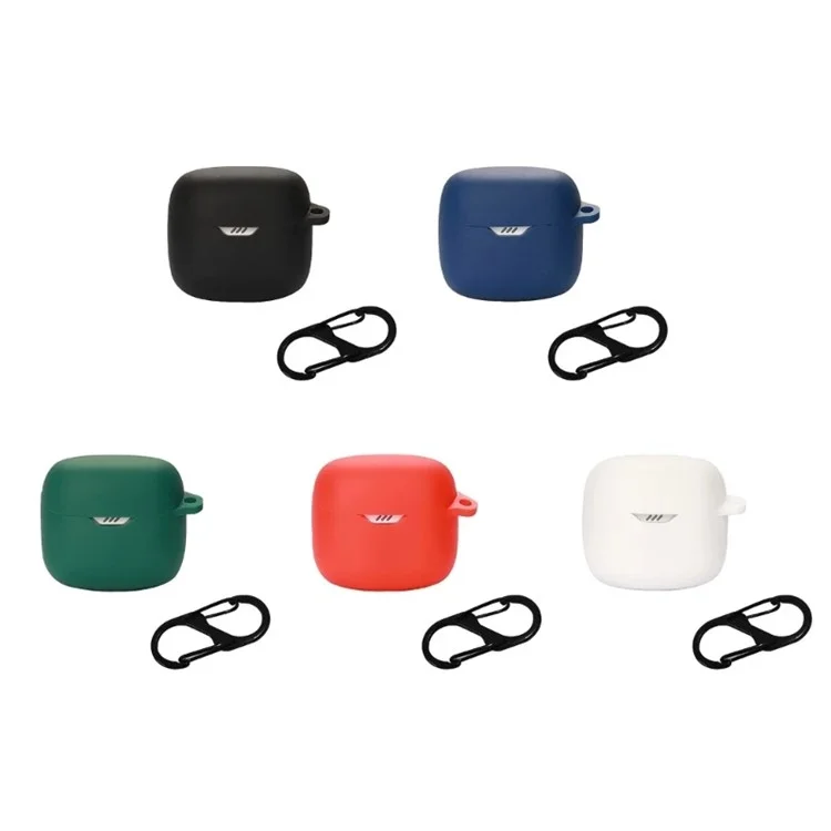 Drop Protection Case for JBL TUNE FLEX Earphone Charging Box, Silicone Soft Cover with Carrying Buckle - Dark Blue