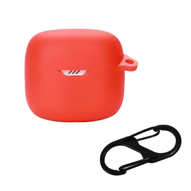 Custodia di protezione antiurto per la scatola di ricarica degli auricolari JBL TUNE FLEX, cover morbida in silicone con fibbia da trasporto - Rosso