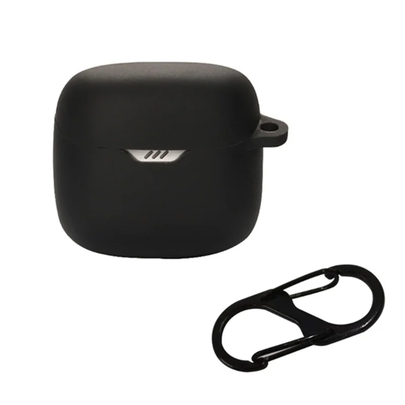 Drop Protection Case for JBL TUNE FLEX Earphone Charging Box, Silicone Soft Cover with Carrying Buckle - Black