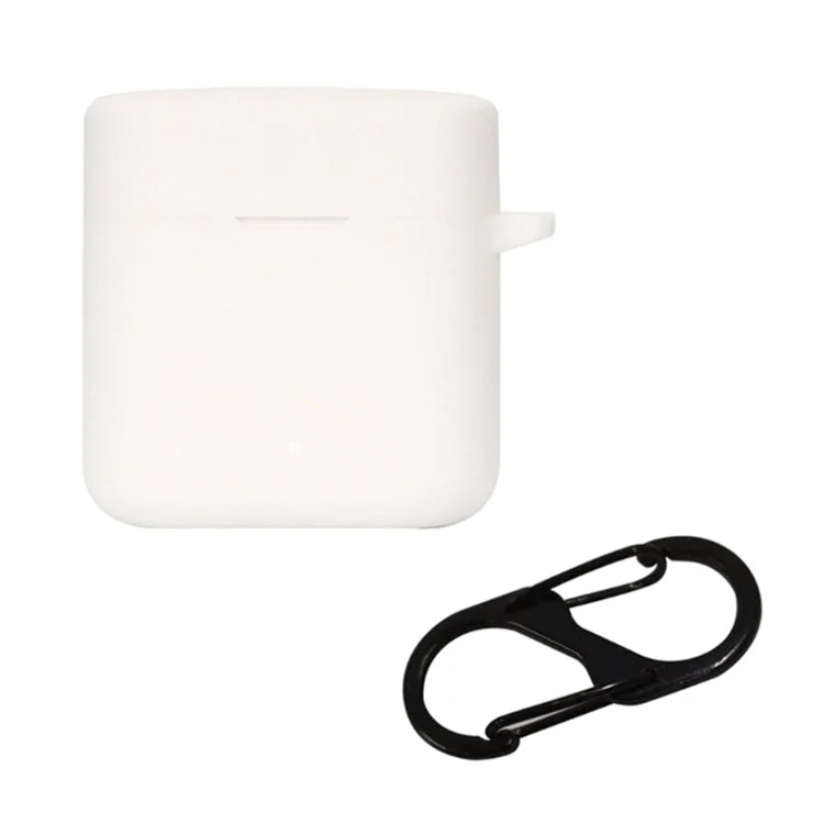 Pour Haylou T19 Silicone Protective Cover Bluetooth Earphone Anti-drop Case with Anti-lost Buckle - Blanc