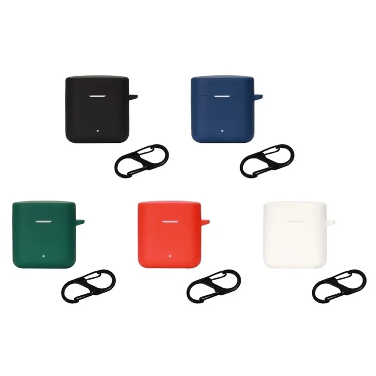 Pour Haylou T19 Silicone Protective Cover Bluetooth Earphone Anti-drop Case with Anti-lost Buckle - Blanc