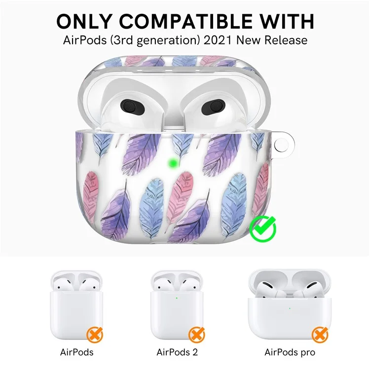 AHASTYLE PT142-3 per Apple AirPods 3 Custodia antideriva per auricolari Stampa del modello Custodia di ricarica per auricolari Progettazione in due pezzi Copertura in TPU con moschettone - Dessert