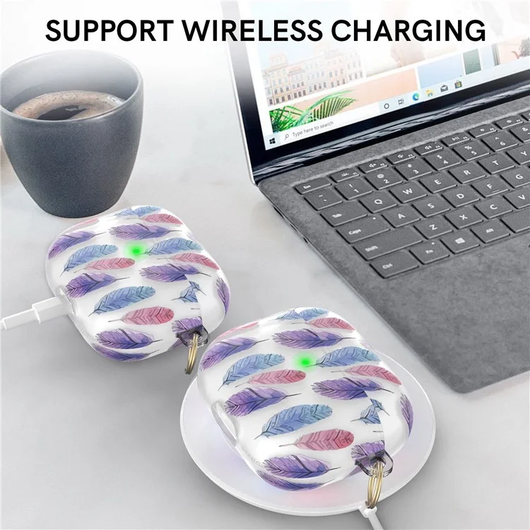 AHASTYLE PT142-3 per Apple AirPods 3 Custodia antideriva per auricolari Stampa del modello Custodia di ricarica per auricolari Progettazione in due pezzi Copertura in TPU con moschettone - Dessert