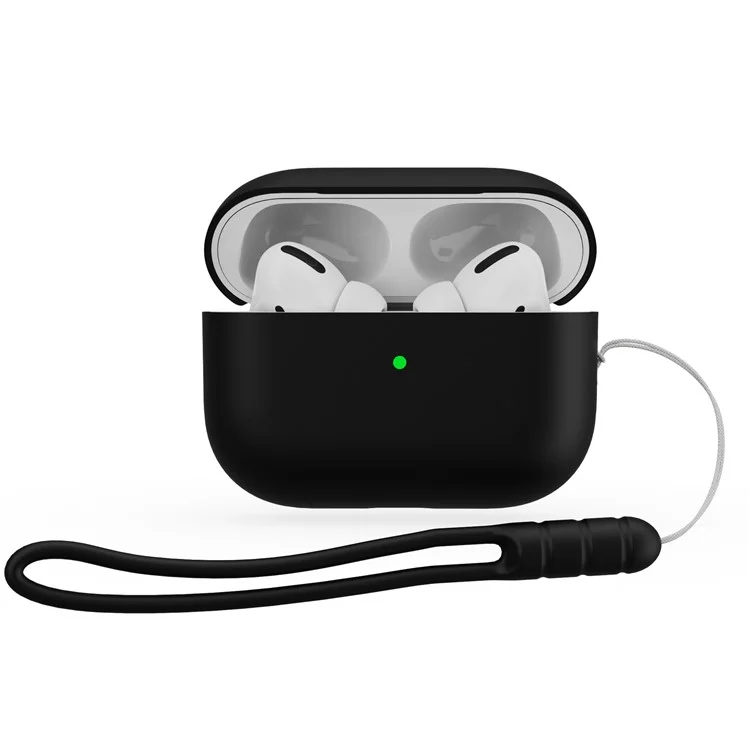 Para AirPods Pro (Gen 2) (USB-C) / Pro 2 Capa Protetora de Silicone Bluetooth Fone de Ouvido Anti-poeira Anti-queda com Cordão - Preto