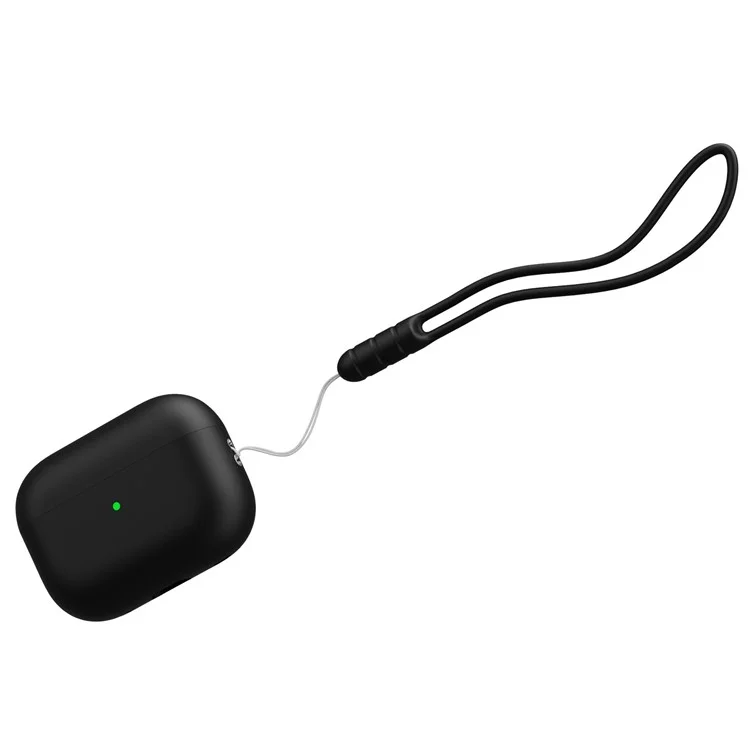 Para AirPods Pro (Gen 2) (USB-C) / Pro 2 Capa Protetora de Silicone Bluetooth Fone de Ouvido Anti-poeira Anti-queda com Cordão - Preto