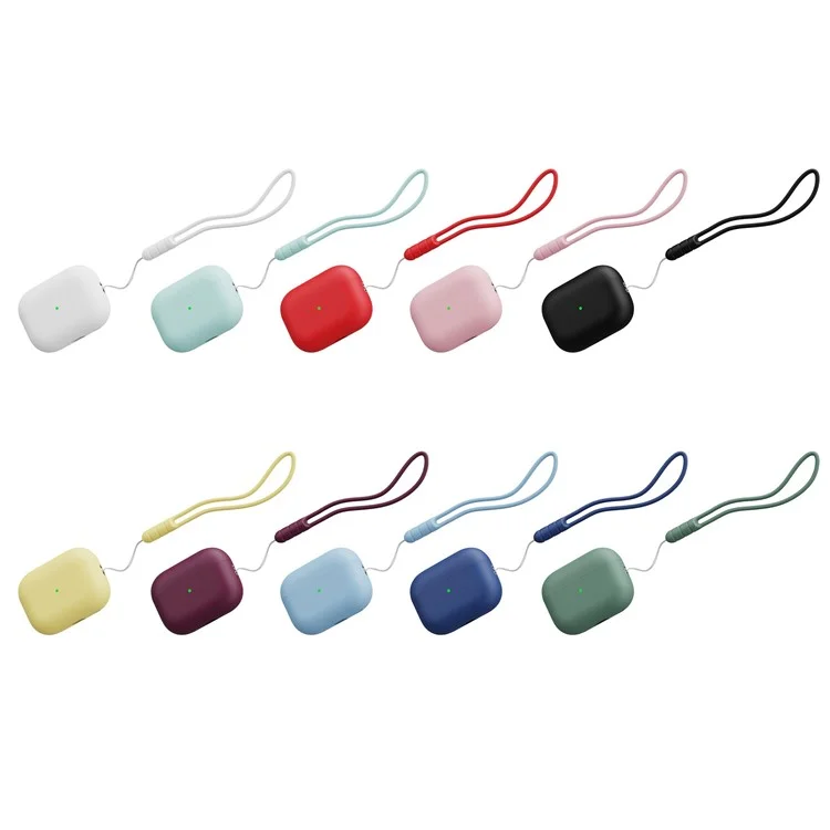 Para AirPods Pro (Gen 2) (USB-C) / Pro 2 Capa Protetora de Silicone Bluetooth Fone de Ouvido Anti-poeira Anti-queda com Cordão - Preto