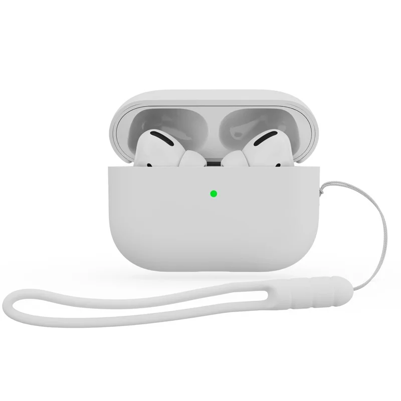 For AirPods Pro (Gen 2) (USB-C) / Pro 2 Silicone Protective Case Bluetooth-compatible Earphone Anti-dust Anti-drop Cover with Lanyard - White
