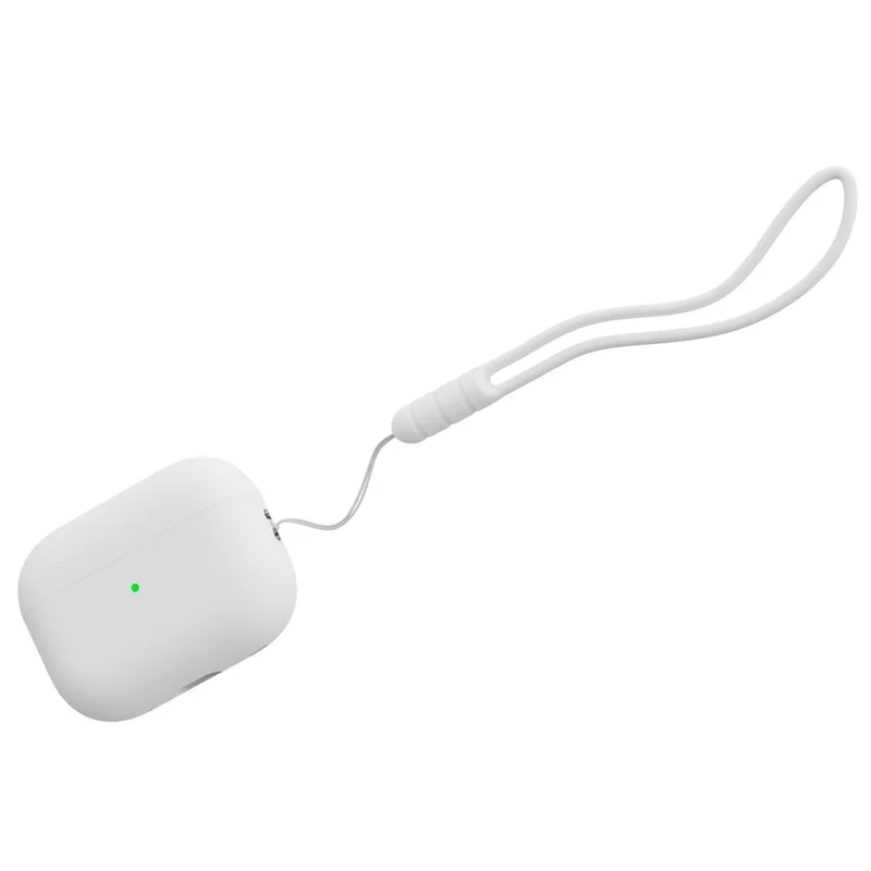 For AirPods Pro (Gen 2) (USB-C) / Pro 2 Silicone Protective Case Bluetooth-compatible Earphone Anti-dust Anti-drop Cover with Lanyard - White