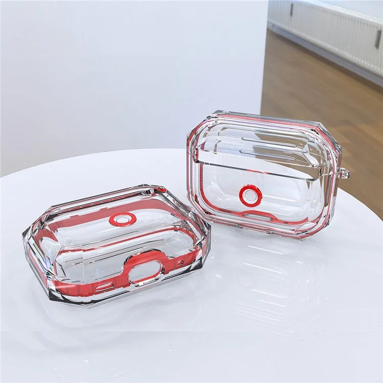 Для Airpods Pro 2 Creative Traful Transparent TPU Защитный Корпус Беспроводной Наушники Против Капельницы - Красный