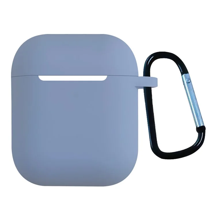 For Apple AirPods with Charging Case (2016) / (2019) / with Wireless Charging Case (2019) Earbuds Cover Silicone Case with Buckle - Sky Blue
