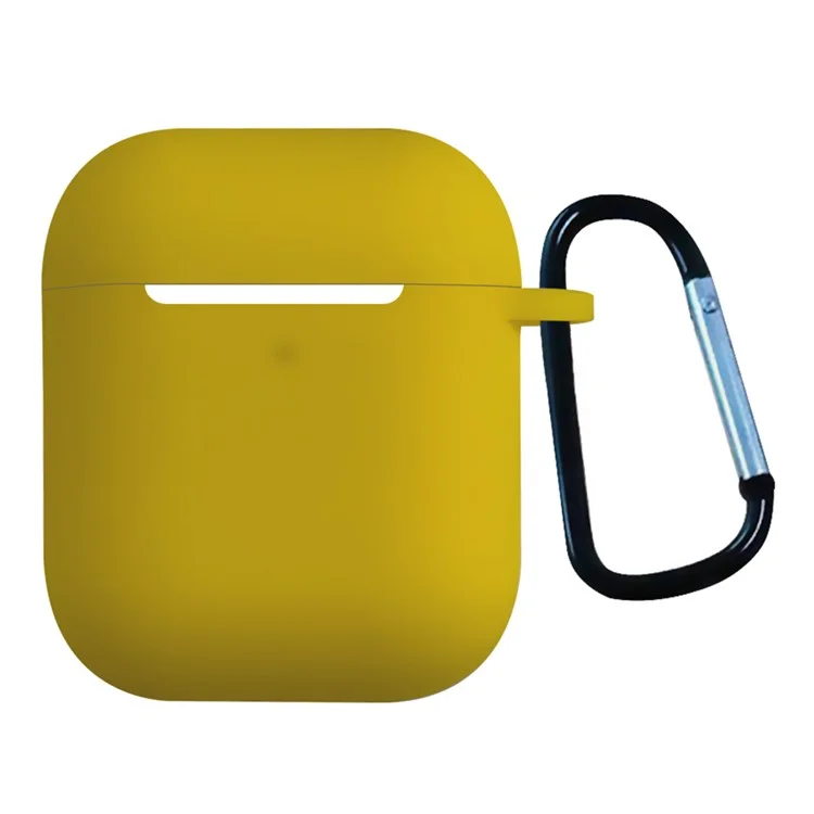 For Apple AirPods with Charging Case (2016) / (2019) / with Wireless Charging Case (2019) Earbuds Cover Silicone Case with Buckle - Yellow