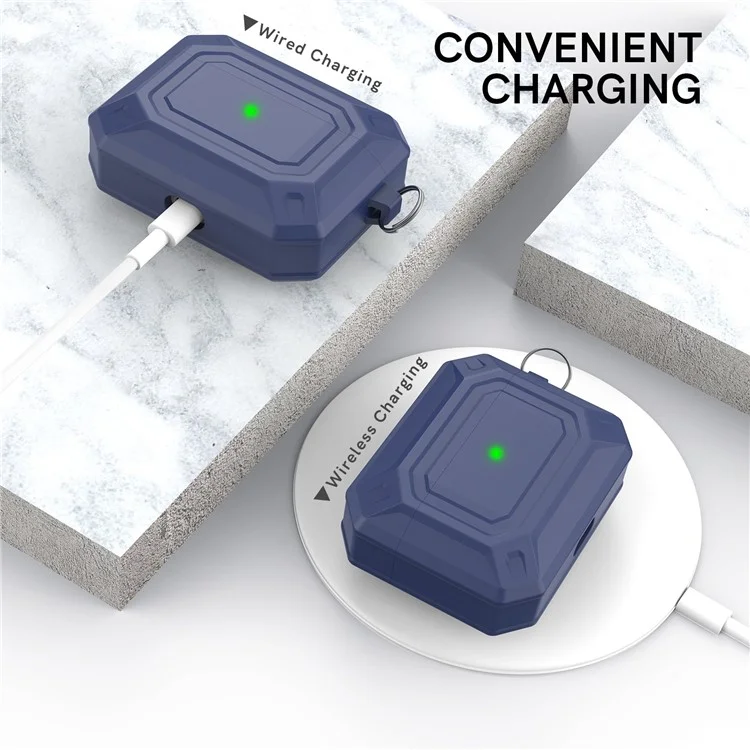 Ahastyle PT144 Para Apple AirPods Pro Protective Silicone Skin Cover Diseño de Dos Piezas Auriculares Auriculares Auriculares - Azul
