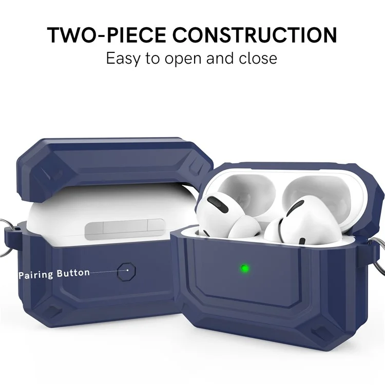 Ahastyle PT144 Para Apple AirPods Pro Protective Silicone Skin Cover Diseño de Dos Piezas Auriculares Auriculares Auriculares - Azul