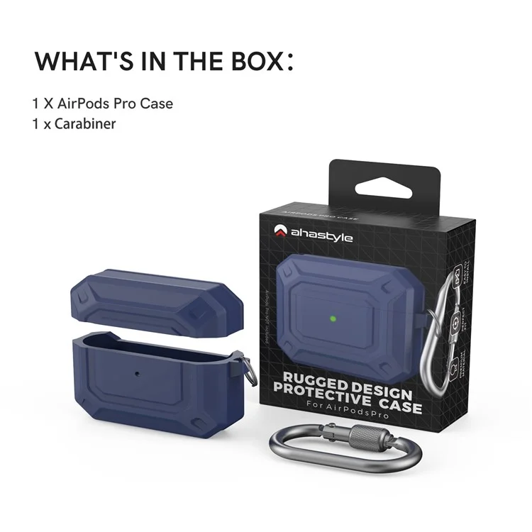 Ahastyle PT144 Para Apple AirPods Pro Protective Silicone Skin Cover Diseño de Dos Piezas Auriculares Auriculares Auriculares - Azul