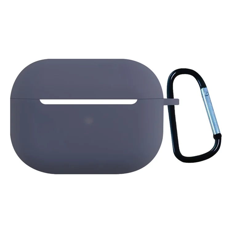 Earphone Silicone Case for Apple AirPods Pro, Bluetooth-Compatible Earbud Charging Box Anti-Drop Cover with Carabiner - Lavender Grey