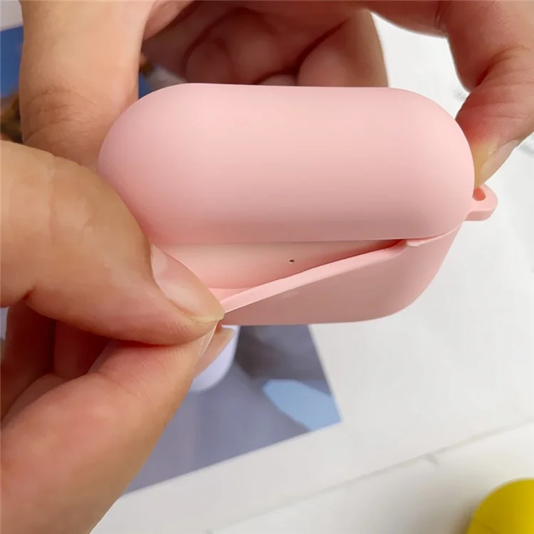 Earphone Silicone Case for Apple AirPods Pro, Bluetooth-Compatible Earbud Charging Box Anti-Drop Cover with Carabiner - Lavender Grey