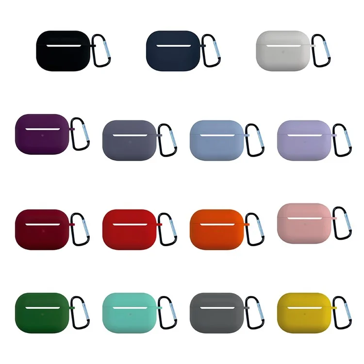 Earphone Silicone Case for Apple AirPods Pro, Bluetooth-Compatible Earbud Charging Box Anti-Drop Cover with Carabiner - Lavender Grey