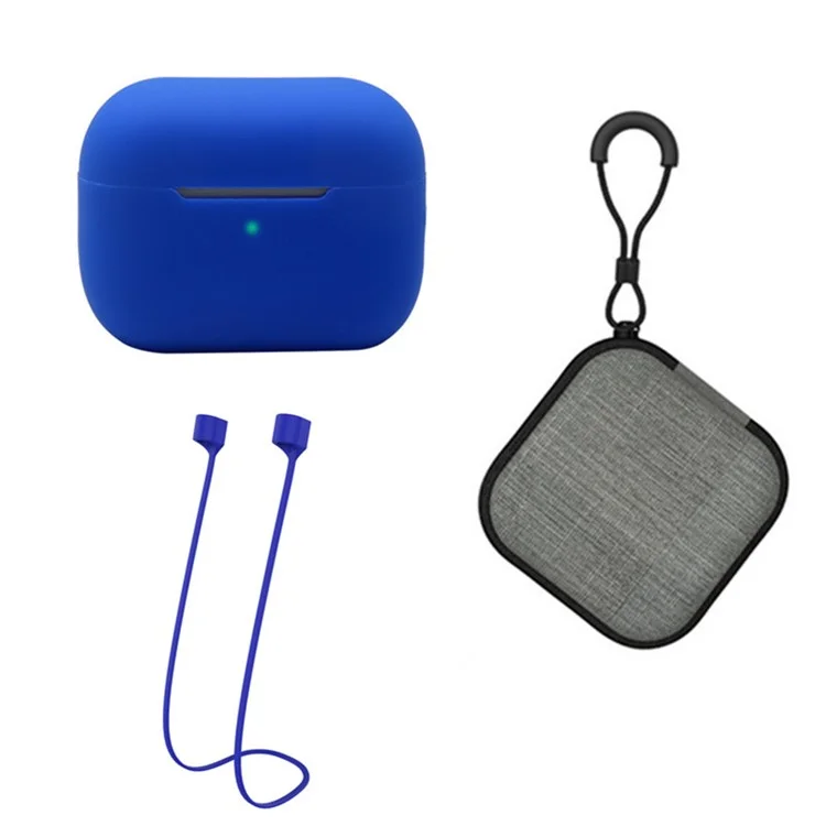 Case de Silicona Para Apple AirPods Pro 2, Cubierta Anti-drop de la Caja de Carga de Los Auriculares Con Caja de Almacenamiento y la Correa de Cuerda Anti-perdición Magnética de Los Auriculares - Azul