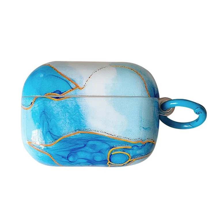 Per Apple AirPods 3 IMD Marble Pattern Soft TPU Protective Case Glossy Bluetooth Earphone Drop-proof Cover with Ring Buckle - Stile E