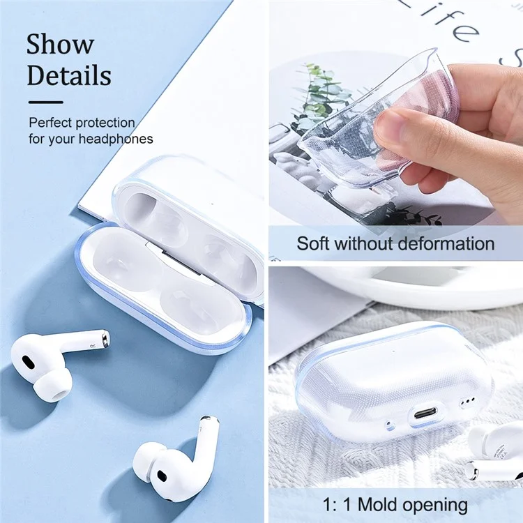 Para AirPods Pro (Gen 2) (USB-C) / Pro 2 Transparent Soft TPU Protective Case TWS Bluetooth Earphone Anti-drop Cover