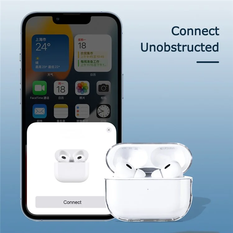 Para AirPods Pro 2 PC Case de Protección PC Transparente Auriculares Inalámbricos Anti-redust Anti-drop Cubierta