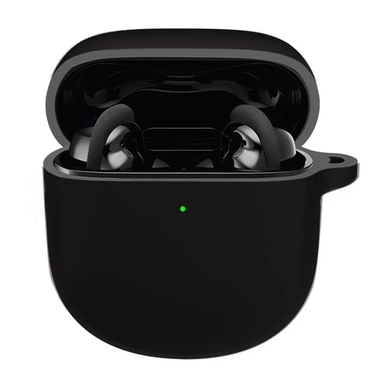 Drop Protection Silicone Case for Bose QuietComfort Earbuds II Earphone Charging Box, Soft Cover with Carrying Buckle - Black