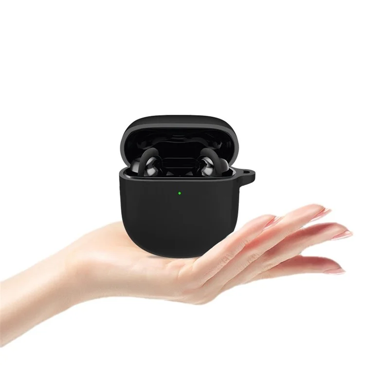 Drop Protection Silicone Case for Bose QuietComfort Earbuds II Earphone Charging Box, Soft Cover with Carrying Buckle - Black