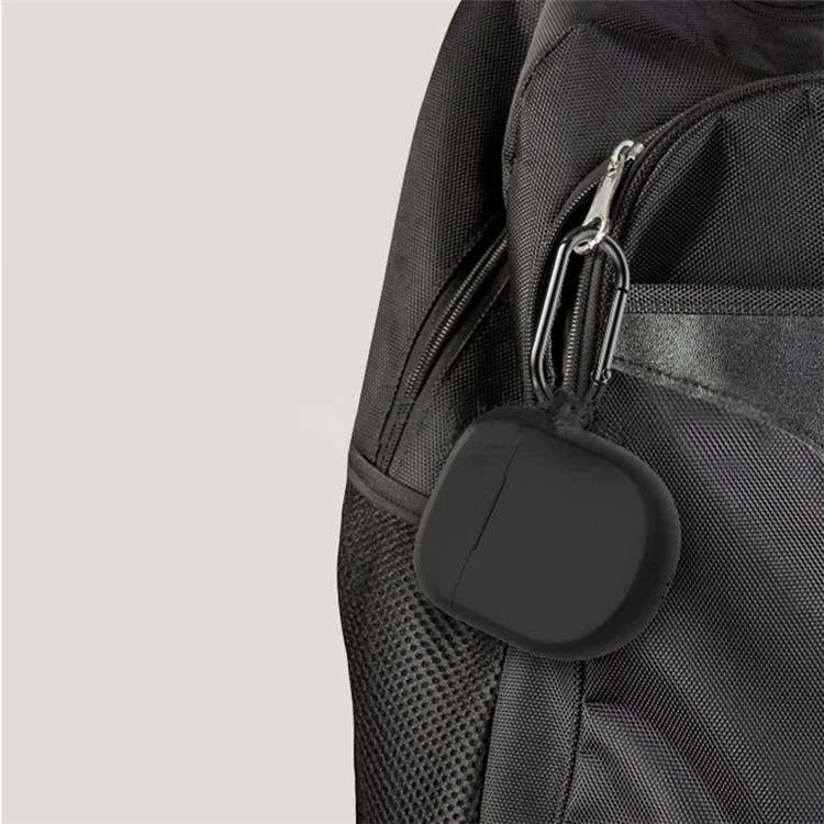 Drop Protection Silicone Case for Bose QuietComfort Earbuds II Earphone Charging Box, Soft Cover with Carrying Buckle - Black
