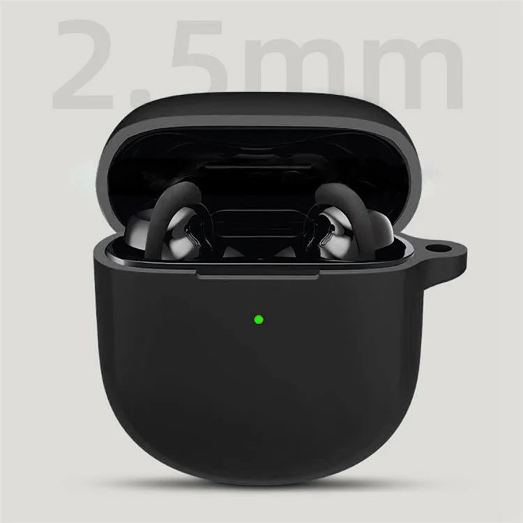 Drop Protection Silicone Case for Bose QuietComfort Earbuds II Earphone Charging Box, Soft Cover with Carrying Buckle - Black
