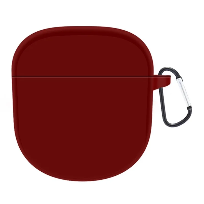 Drop Protection Silicone Case for Bose QuietComfort Earbuds II Earphone Charging Box, Soft Cover with Carrying Buckle - Wine Red
