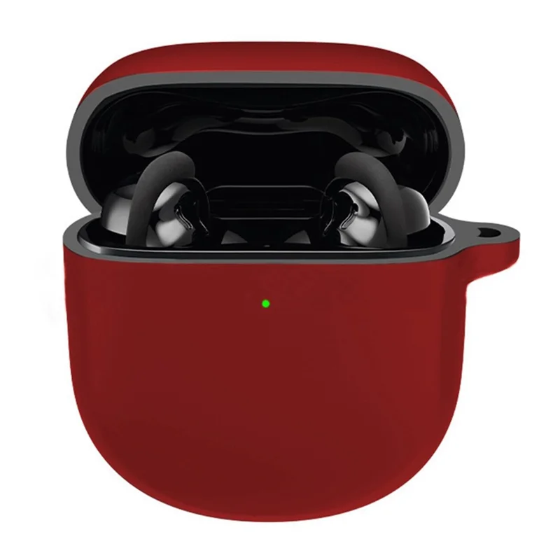 Drop Protection Silicone Case for Bose QuietComfort Earbuds II Earphone Charging Box, Soft Cover with Carrying Buckle - Wine Red