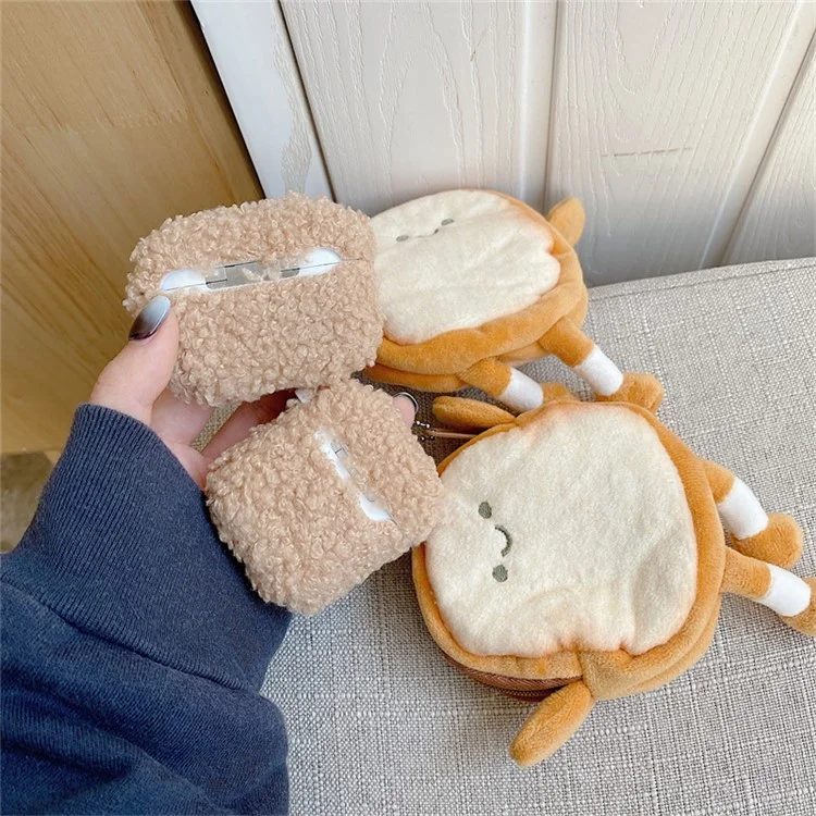 For Apple AirPods Pro 2 Plush Earphone Case Bluetooth-compatible Earbud TPU Anti-scratch Cover with Cartoon Toast Wallet