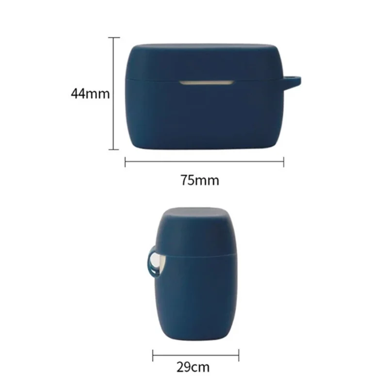 For Jabra Elite 5 TWS Bluetooth-compatible Earphone Anti-drop Anti-dust Case Silicone Protective Cover with Anti-lost Buckle - Dark Blue