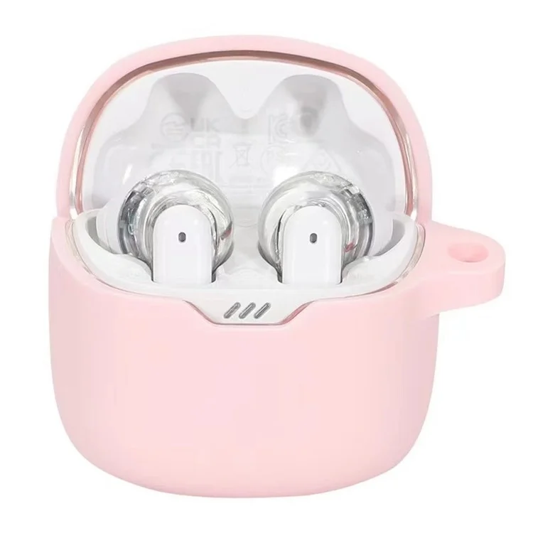 For JBL Tune Flex Shockproof Case Bluetooth-compatible Earbuds Protector Anti-Drop Silicone Case - Pink