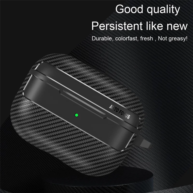 Für Apple Airpods Pro Stylish Carbon Fiber TPU Anti-kratzer-abdeckung Bluetooth Earphone Ganzkörperschutzhülle - Schwarz