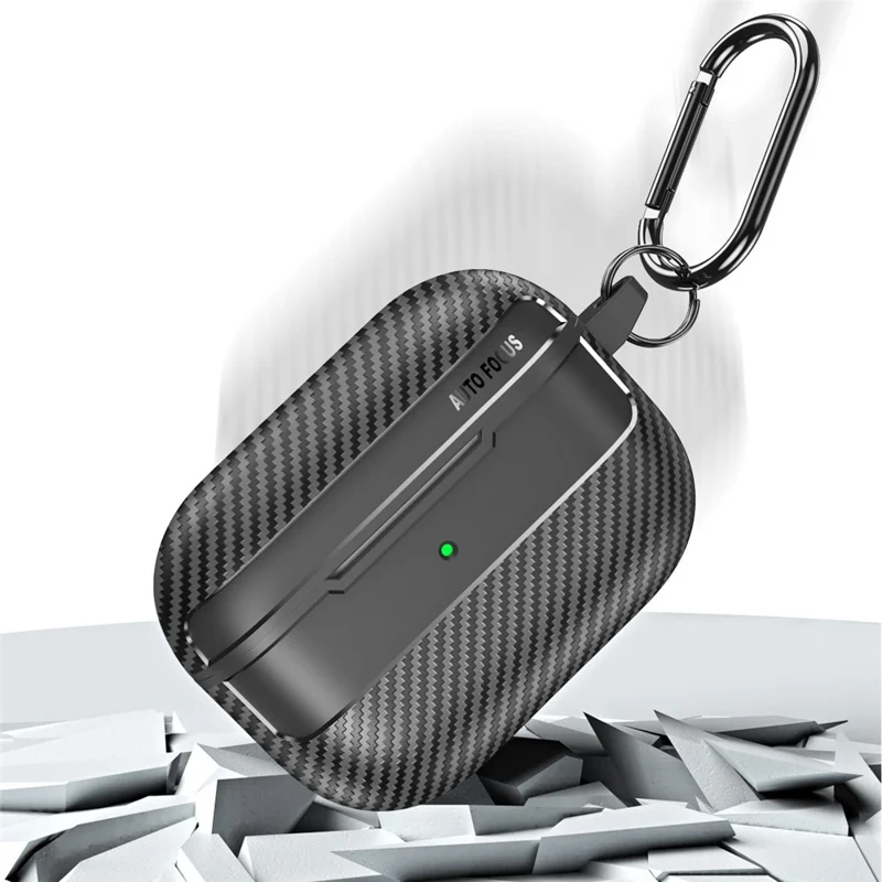 Für Apple Airpods Pro Stylish Carbon Fiber TPU Anti-kratzer-abdeckung Bluetooth Earphone Ganzkörperschutzhülle - Schwarz