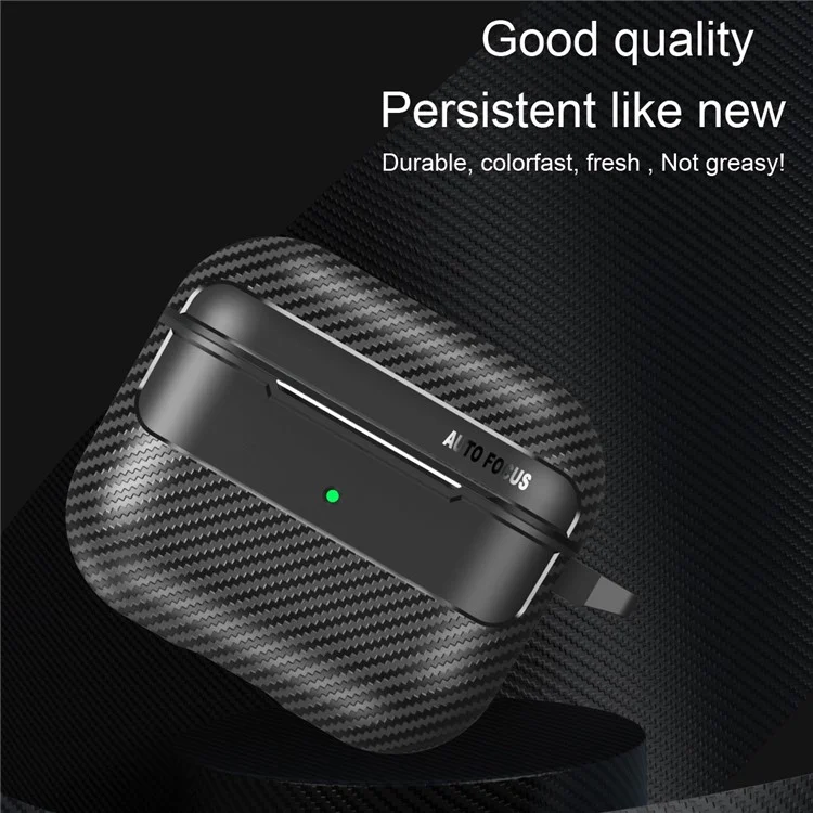 Pour Apple AirPods 3 Stylish Carbon Fiber TPU Shockproof Cover Bluetooth Earphone Anti-dust Case - Noir