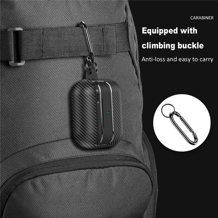 Pour Apple AirPods 3 Stylish Carbon Fiber TPU Shockproof Cover Bluetooth Earphone Anti-dust Case - Noir